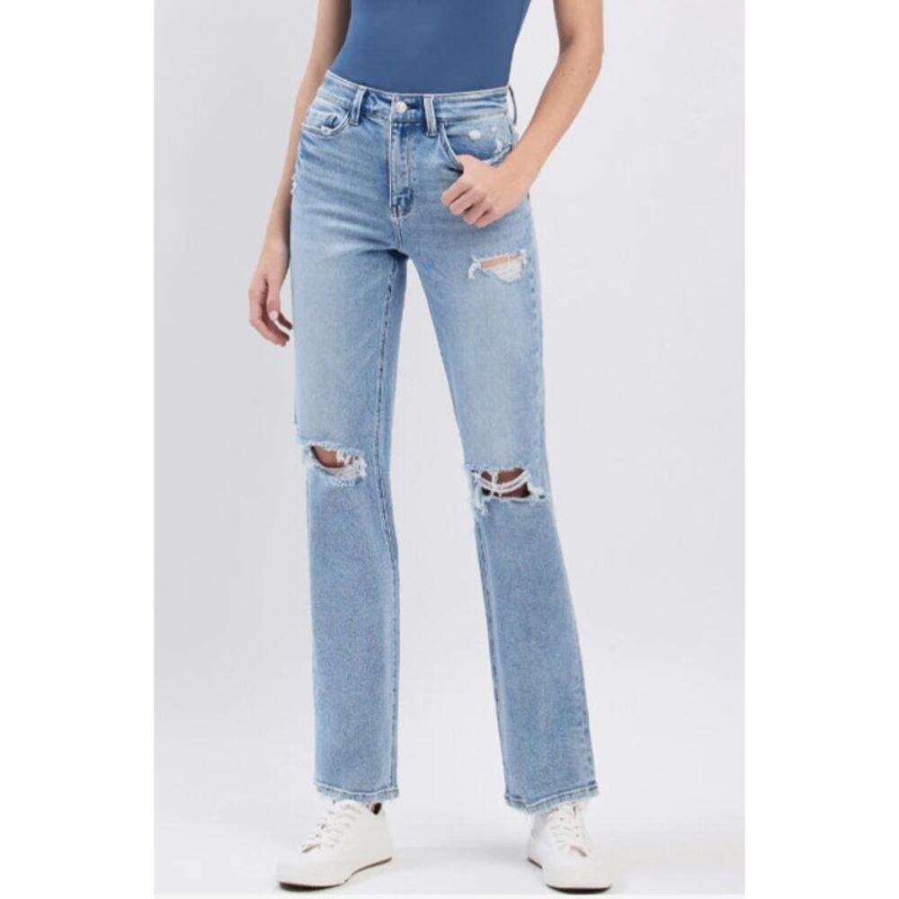 VERVET Finesse High Rise Distressed Straight Jeans 29